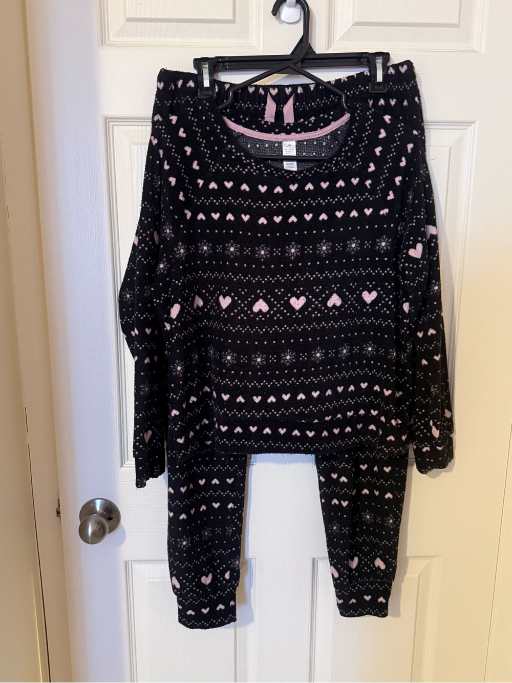 George Black Pajama Top with Pink Heart Accents
